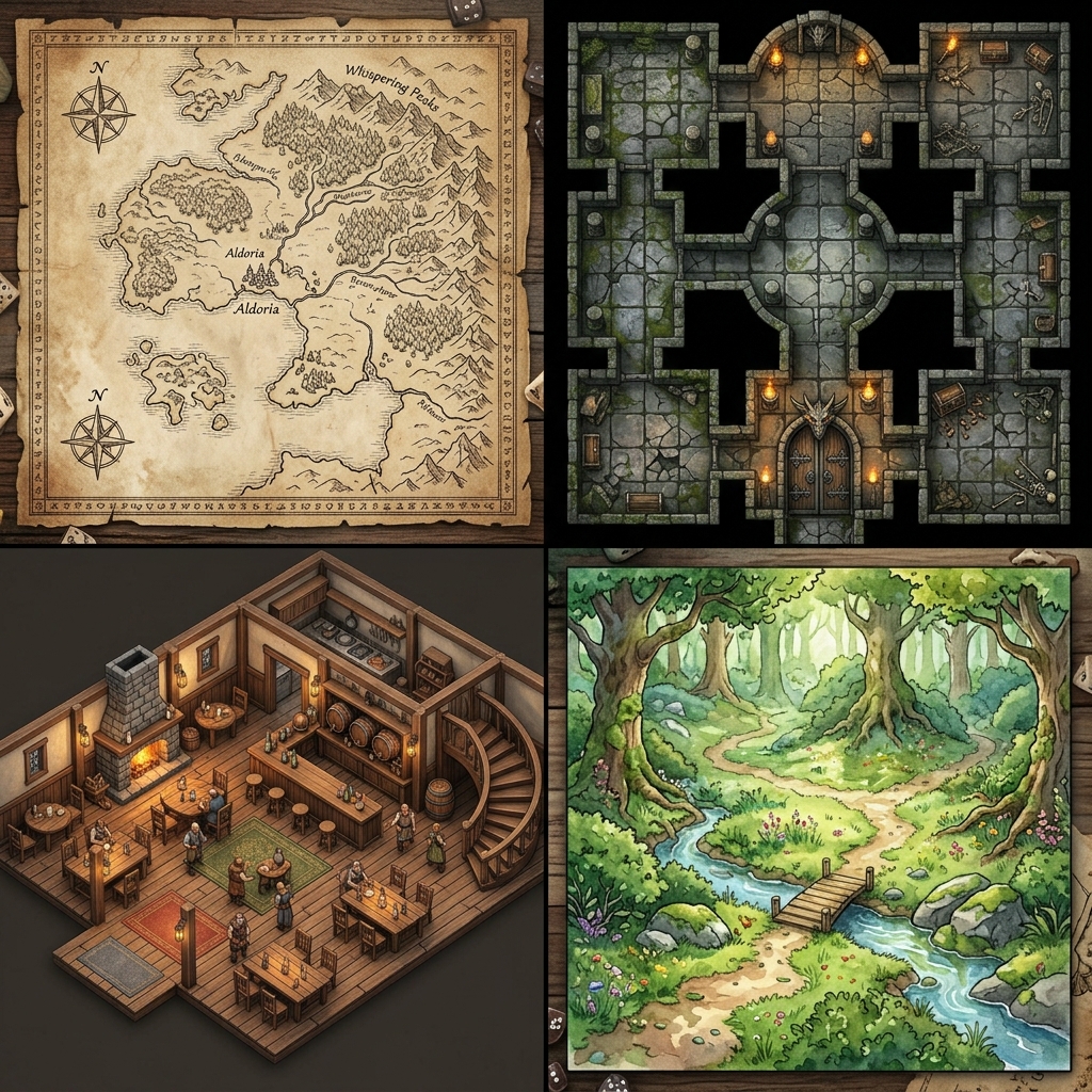 A side-by-side comparison of different tabletop RPG map generators